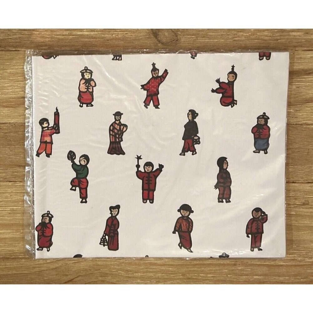 Chinese Asian Characters People Gift Wrap Paper (4) Sheets Heavier Weight